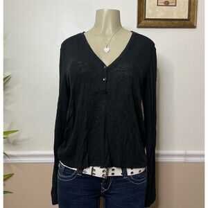 Victoria’s Secret Solid Black Super Soft PJ Long Sleeve Top